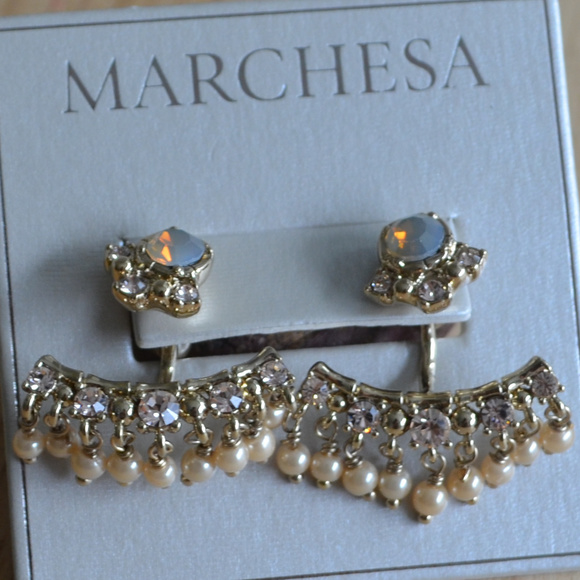 🆕 MARCHESA Gilded Gala Swarovski Earrings - Picture 4 of 8